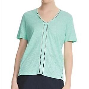 𝅺maje Tyo Stitch-Inset Linen Tee